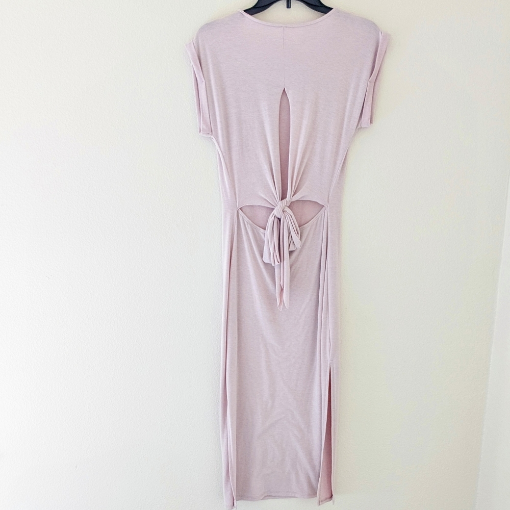Women's  Jolie Blush Midi T Shirt Dress with Cutout  Tie Detail and Side Slits